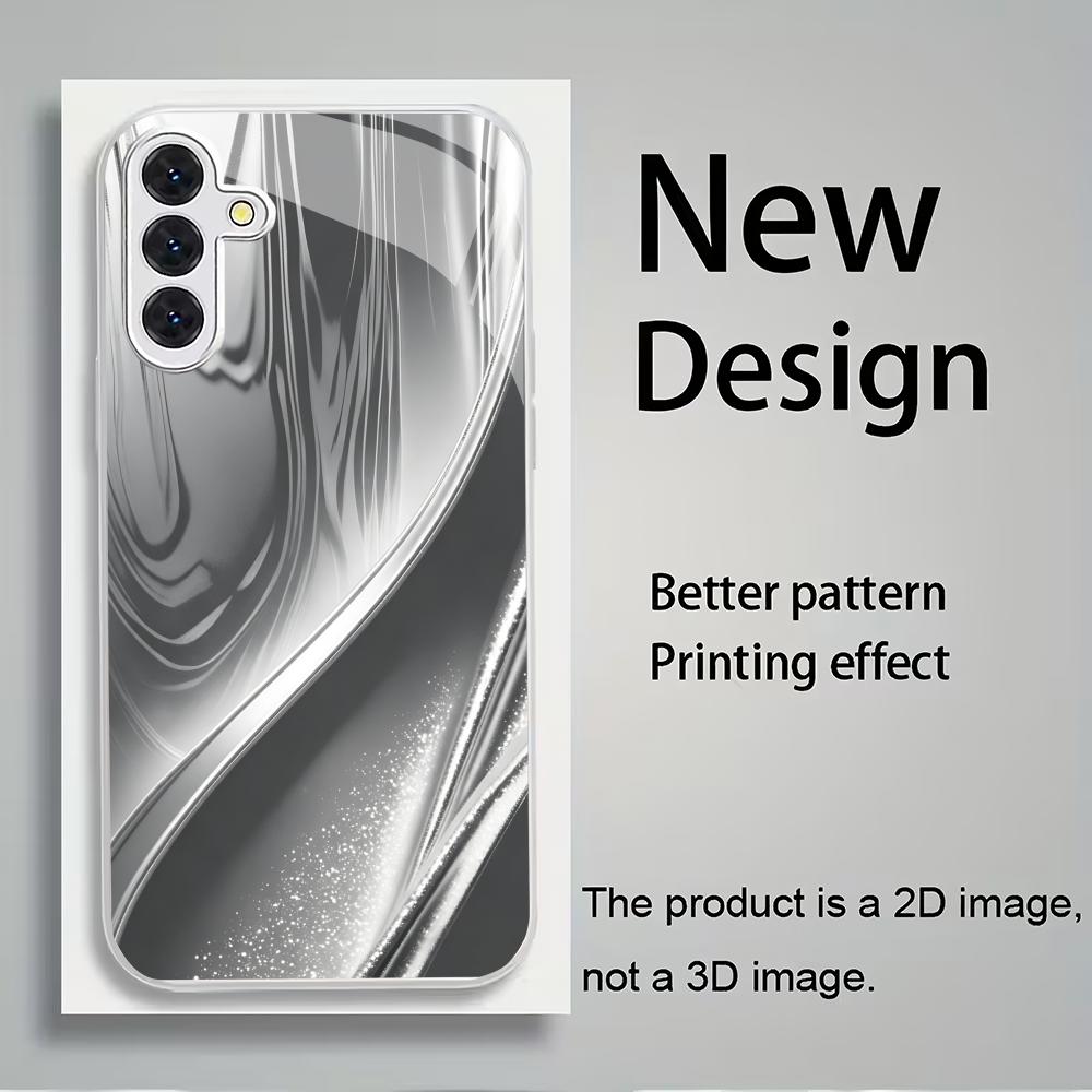 Custodia per telefono in vetro placcato argento con texture curva adatta per Samsung Galaxy S26 S25 S24 S23 S22 S21 S20 FE/Ultra/Plus antiurto