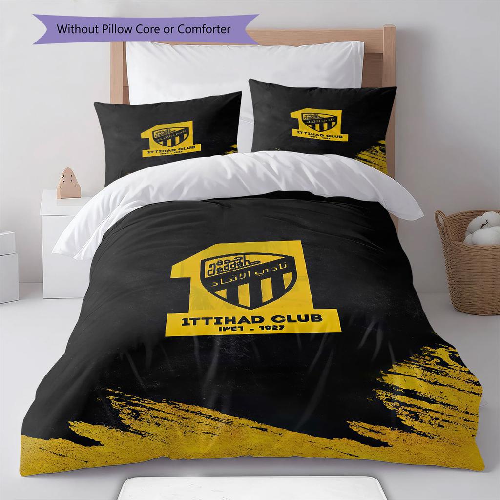 Al-Ittihad FC Pattern Bedding,Quilt Set Quilt Cover Pillowcase Home Birthday Gift(1 * Duvet Cover + 2 * Pillowcase, Without Core)