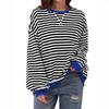 2026 Spring Striped Floral Round Neck Long Sleeve Color Block Hoodie