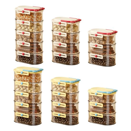 3/4/5 ks Uzavřená sklenice Stohovatelná sada úložných boxů na koření Kompaktní design Průhledné nádoby na koření Organizér do zásuvky na koření