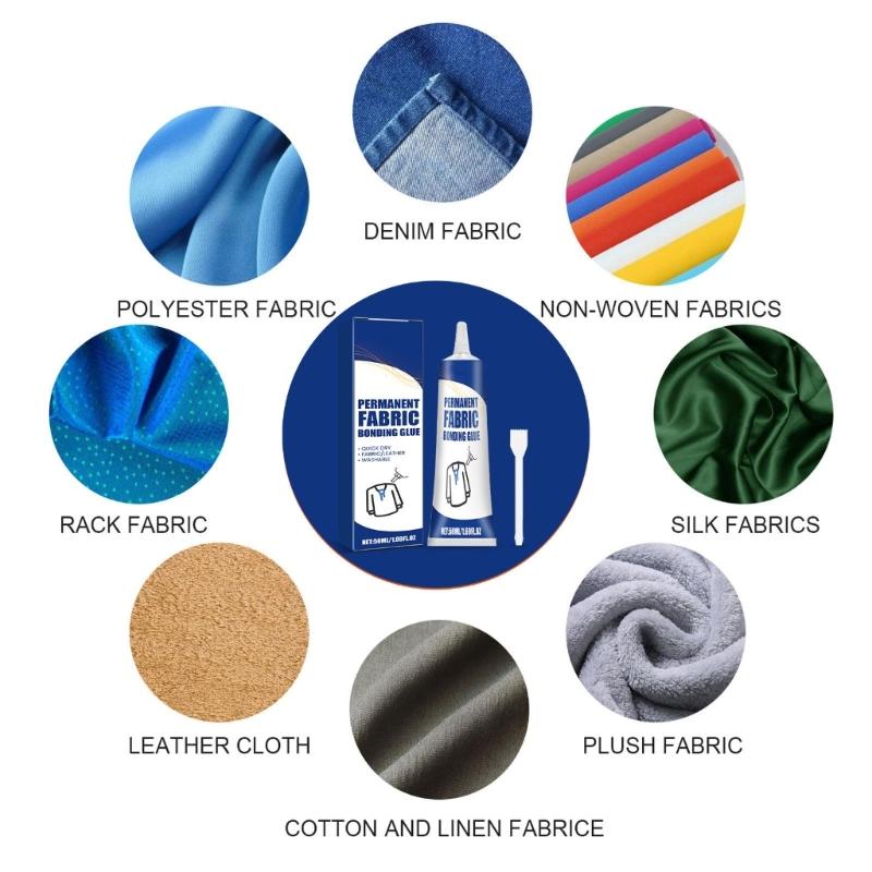 50ml Multifunctional Fabric Glues Washable Fabric Adhesive Waterproof Permanent Fabric Bonding Glues for Clothing Repair