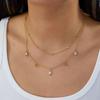 Double-Layer Marquise Zircon Beaded Chain Necklace for Women 316L Stainless Steel Gold Color Layered Pendant Collarbone Jewelry