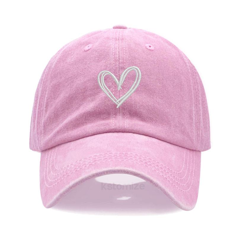 Unisex Soft Cotton Dad Hat Heart Embroidery Baseball Cap For Women Men Adjustable Unisex Casual Sports Caps