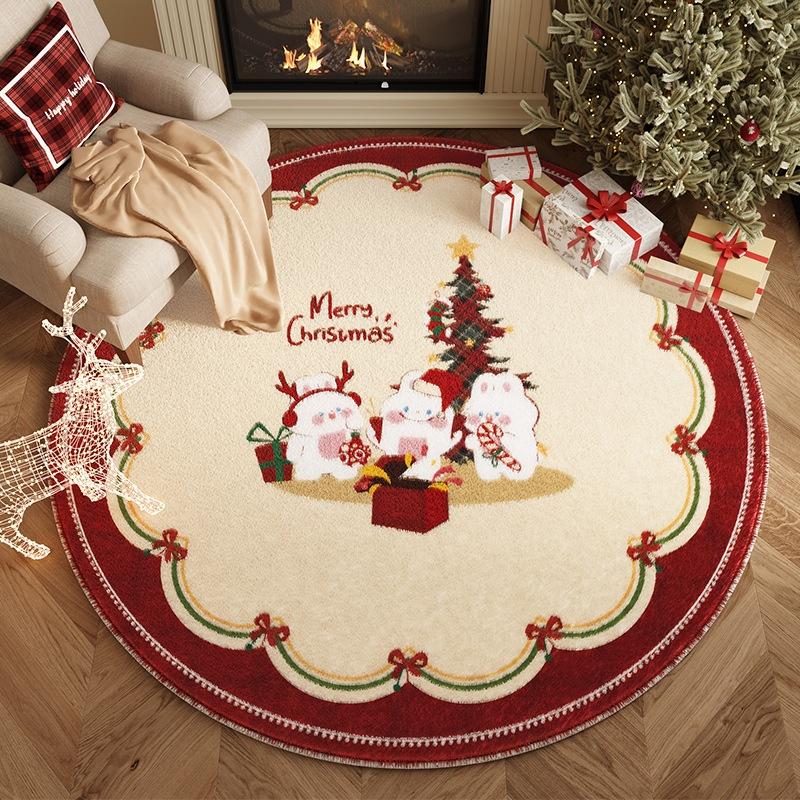 Plush Round Printed Rug – Soft, Dirt-Resistant  Easy-Care for Festive Home Décor