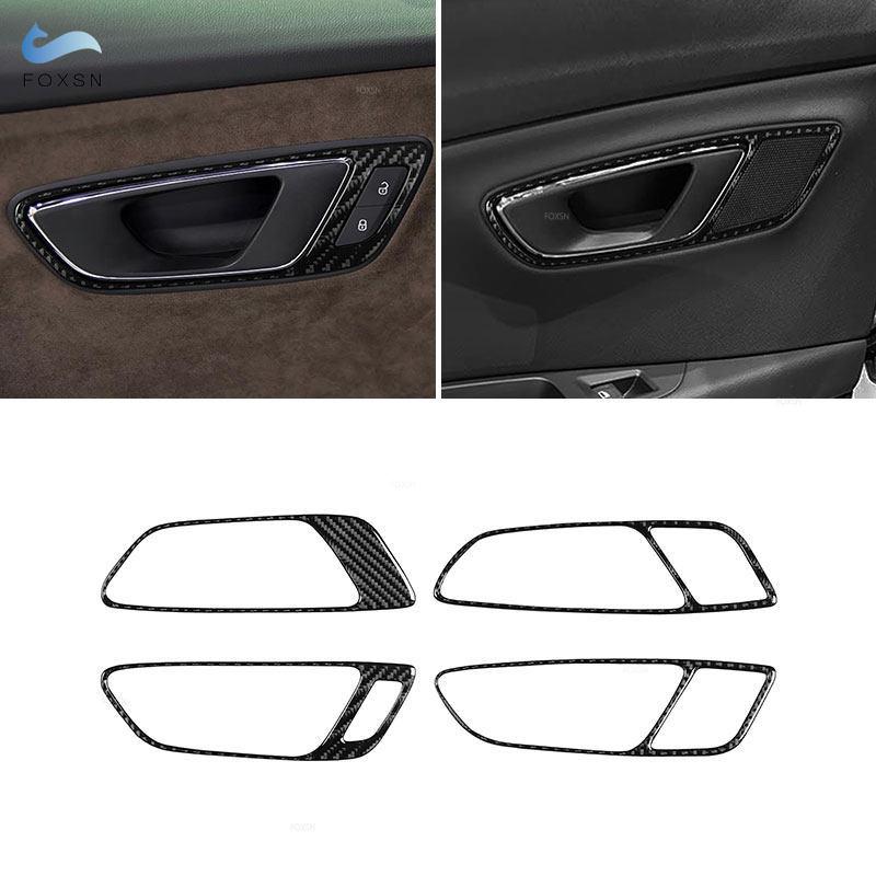 Soft Carbon Fiber For Seat Leon 2013 2014 2015 2016 2017 2018   Car Styling Interior Door Handle Bowl Frame Cover Trim