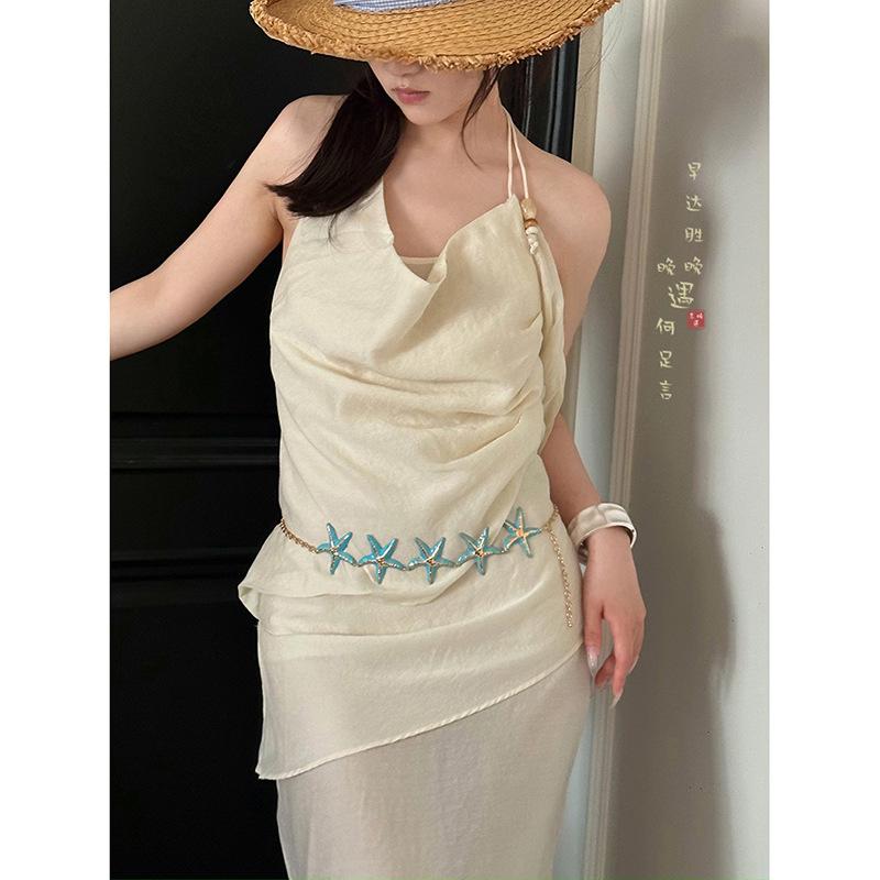 

Нишевая подвеска в виде морской звезды, поясная цепочка, модный темперамент, ремень в отпускном стиле, универсальная личность, ощущение высокого класса, простые украшения