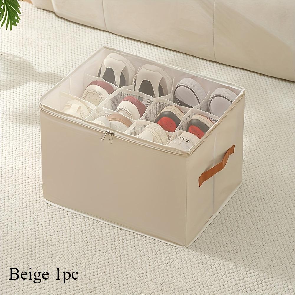 2PC Shoe Organizer 12grids Foldable Oxford Shoe Organizer with Lid Cabinet Organizers Slipper Sneaker Storage Shoe Box Dustproof