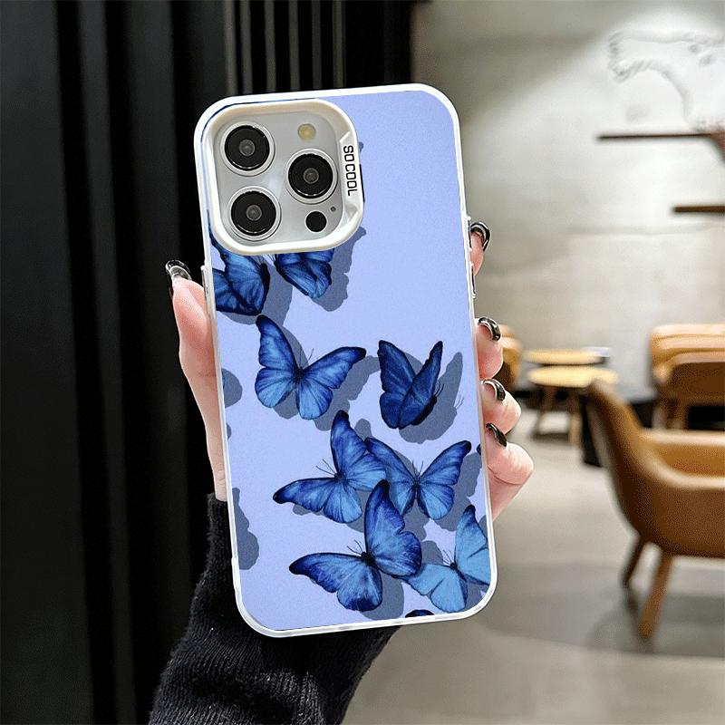 Blue Butterfly Aesthetics Shockproof Phone Case for iPhone 17 Air 16 16E 15 Pro Max 14 Plus 13 Mini 12 Back Cover Anti Fall Fund