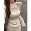 Chic Pure Desire Square Collar Base Shirt Women's Inner Wear Early 2025 Slim High-quality Long-sleeved Sweater Top