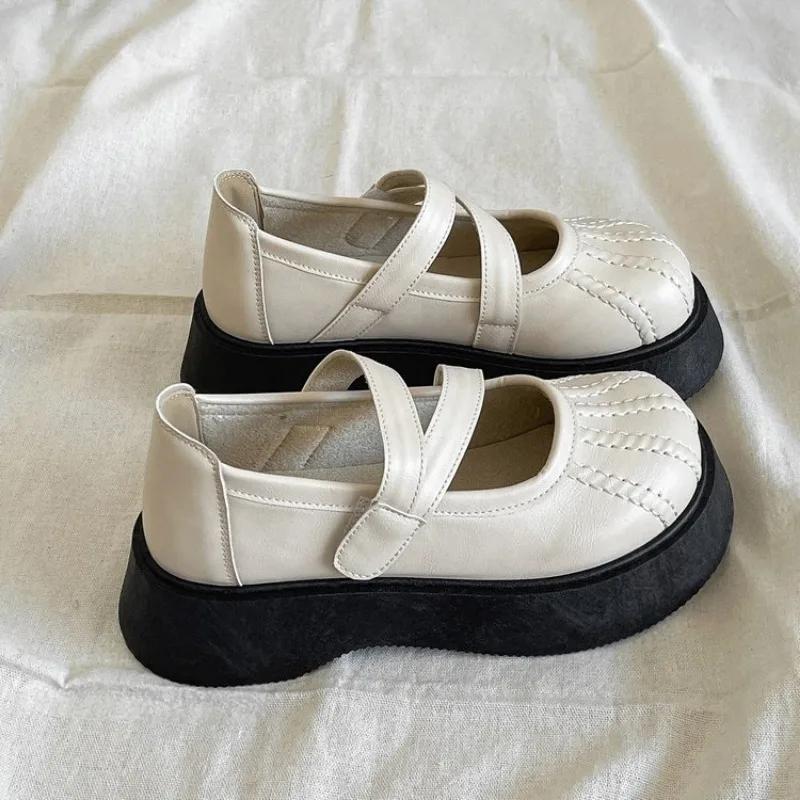Fashion Shallow Mouth Shoes Woman Flats Modis Autumn Platform Round Toe British Style Oxfords Dress 2024 Fall Creepers New Preppy