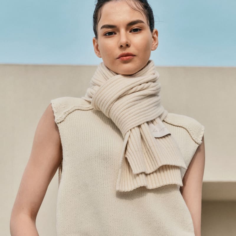 

White Project MINI WOOL KNIT MUFFLER [9COLOR] NAVY