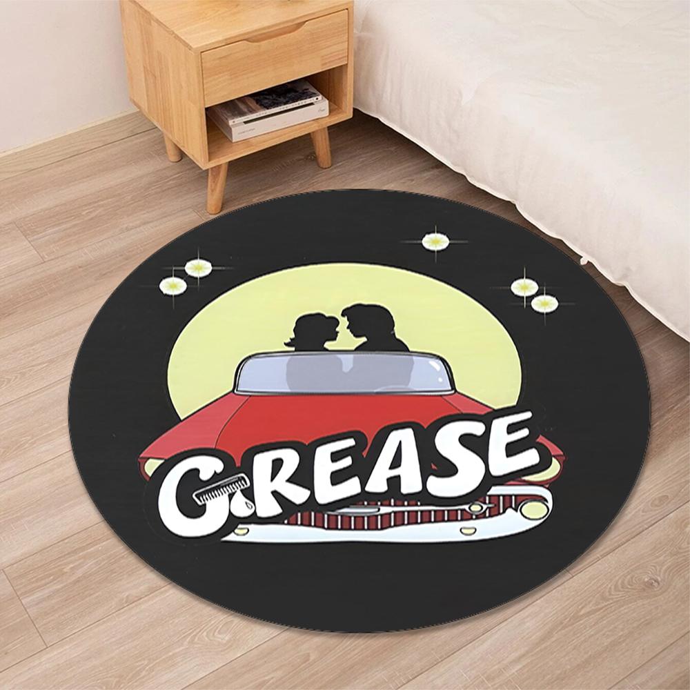 Grease Printed Round Rug Carpet Chair Rug Area Rug Entryway Doormats,for Office Chair Living Room Bedroom Kitchen Room.
