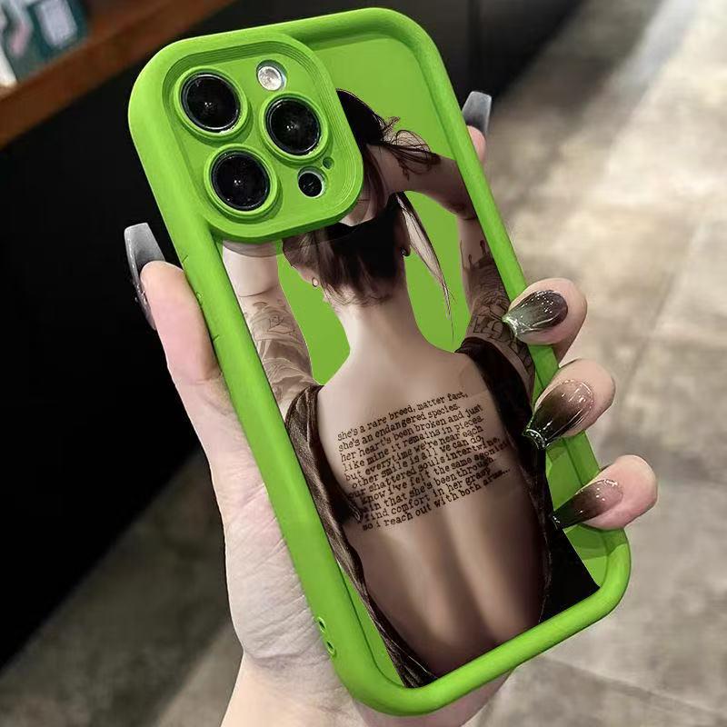 

iPhone 16 Pro Max & 15 Plus Anti-Fall Soft Girl Back View Case 15Plus песочный/зелёный