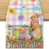 Easter Bunny Linen Table Runner Easter Rabbit Table Runner Bunny Dining Table Cloth Placemat for Kitchen Dining Table Decor