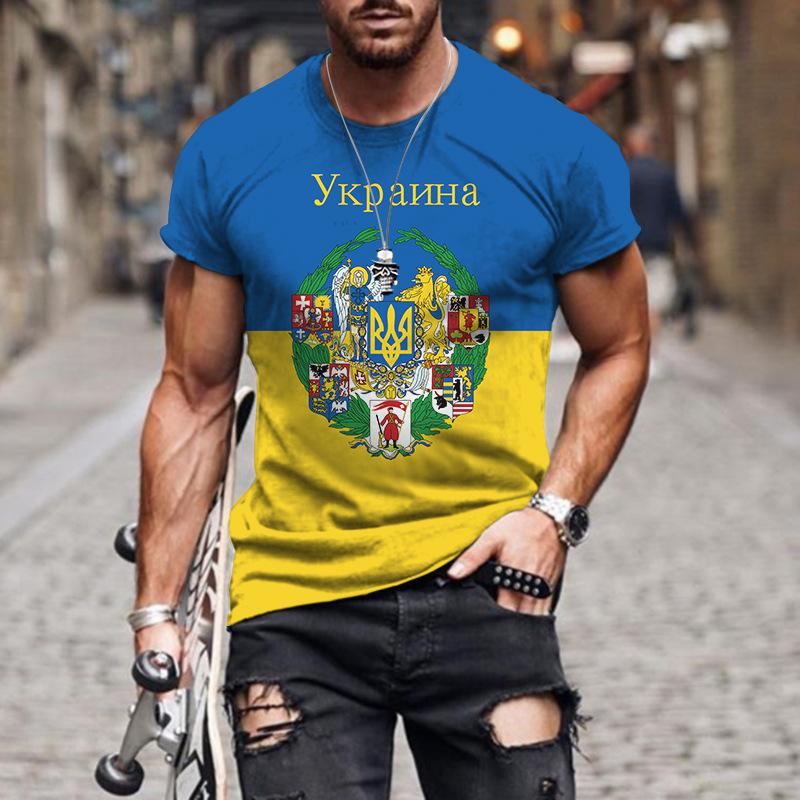 

Men s T-shirt round neck 3D digital printed short sleeved shirt 2XS