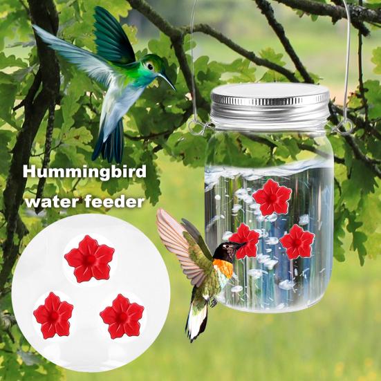 400ML Krmítko pro kolibříky Design zednické sklenice Závěsné krmítko na vodu pro kolibříky se 3 otvory Ptačí potřeby