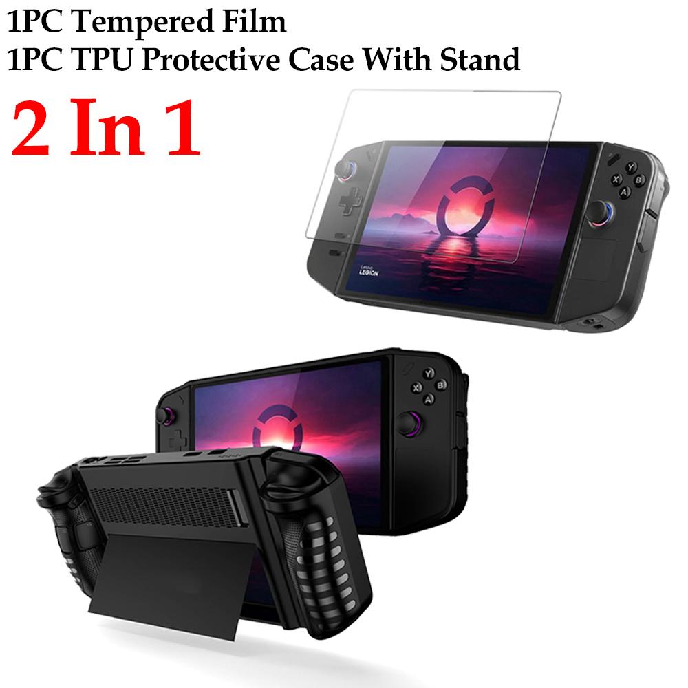 TPU Soft Case for Lenovo Legion Go Handheld Game Console Protective Cover Screen Protector Tempered Glasses Set For Legion Go