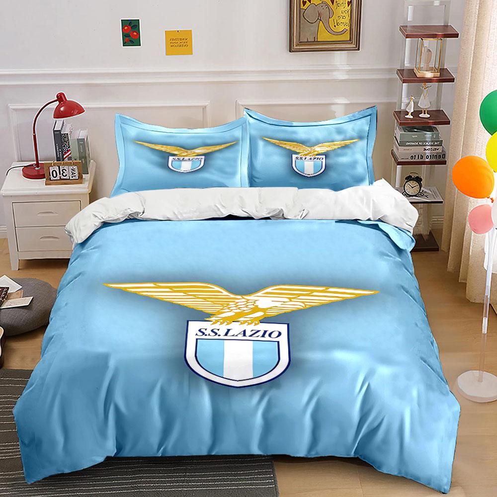 S.S.. Lazio Logo Bettwäsche Set  Bettwäsche Bettbezug Set Bettbezug Kissenbezüge (1 * Bettbezug 2 * Kissenbezüge, ohne Bettdecke) 135x200cm gray