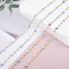 1meter Crystal Bead Stainless Steel Chain Blue Natural Stone Beaded Sweater Chain Supplies Necklace Bracelet Jewelry Making DIY