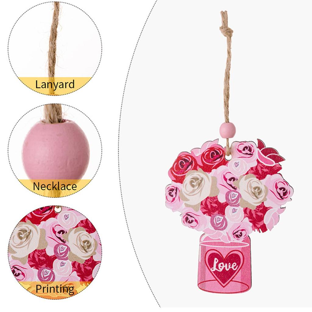 Kolorowy drewniany wisiorek, przenośny wisiorek walentynkowy, odpowiedni dla pary brelok z motywem miłosnym