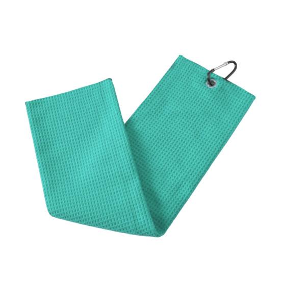 Golf Towel Sweat Absorption Perforated Superb Clean Ability Non-fluffy with Carabiner Clip Efficient