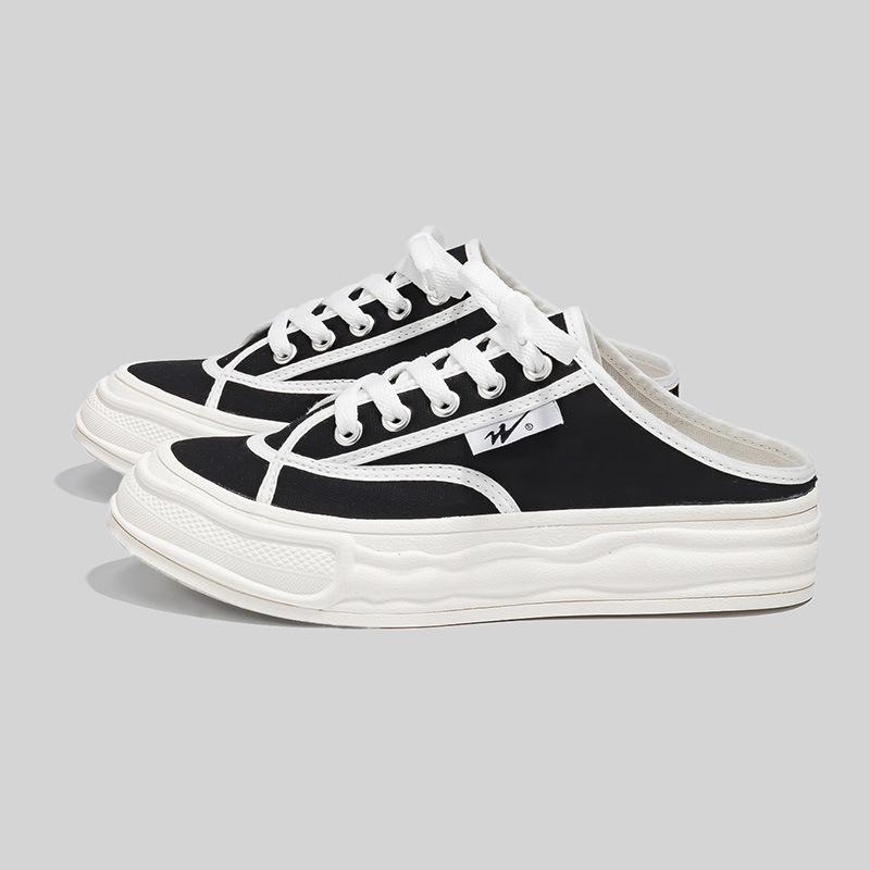 

Модные парусиновые туфли на полутяге женские весенние новые дышащие корейская версия на платформе повседневные туфли детские 5 39 чёрный