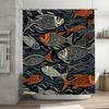 Colorful Fish Pattern Shower Curtain Navy Blue Orange Decorative Waterproof Fabric Bath Liner for Home Bathroom Accessory Decora
