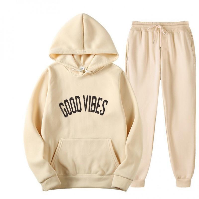 Mens Hooded Tracksuit Set 2 Piece Casual Sportswear Thick Warm Winter