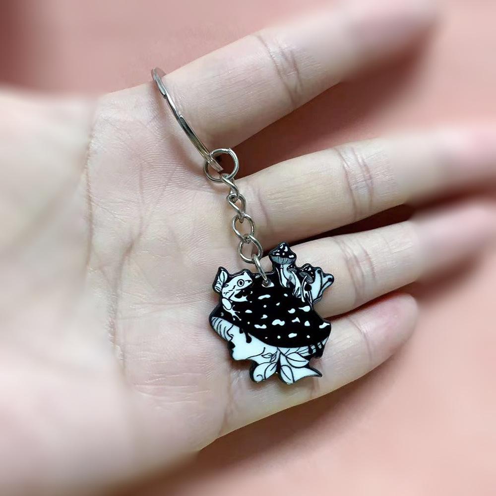 

Acrylic Halloween Keychain Mushroom Girl Key Ring Crossbody Bag Pendant Keychain