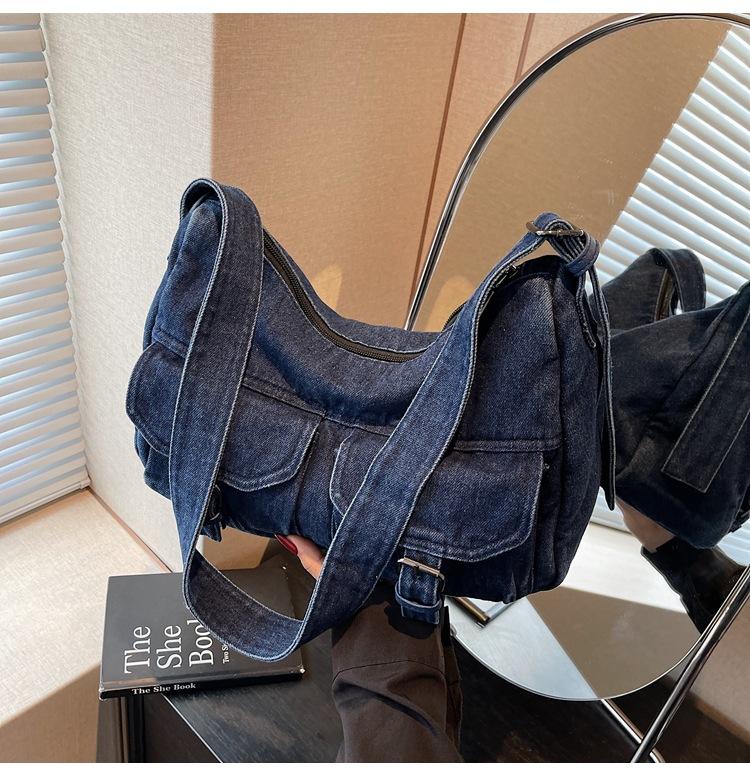 Denim Bag Women's New Trendy Fashion Tote Bag Shoulder Bag Large Capacity Messenger Bag