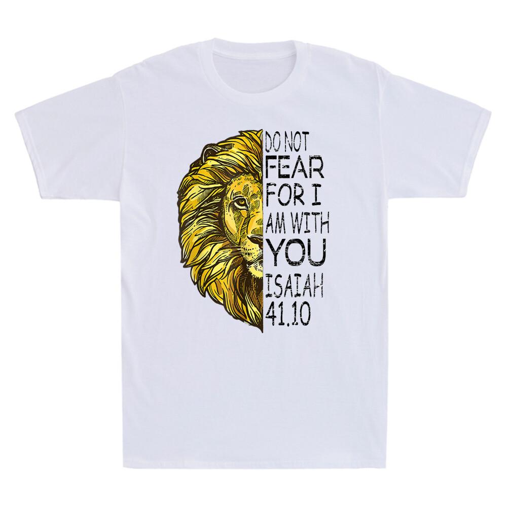 Christian Religious Bible Verse Sayings Lion Fear Scripture Retro Men s T-Shirt L