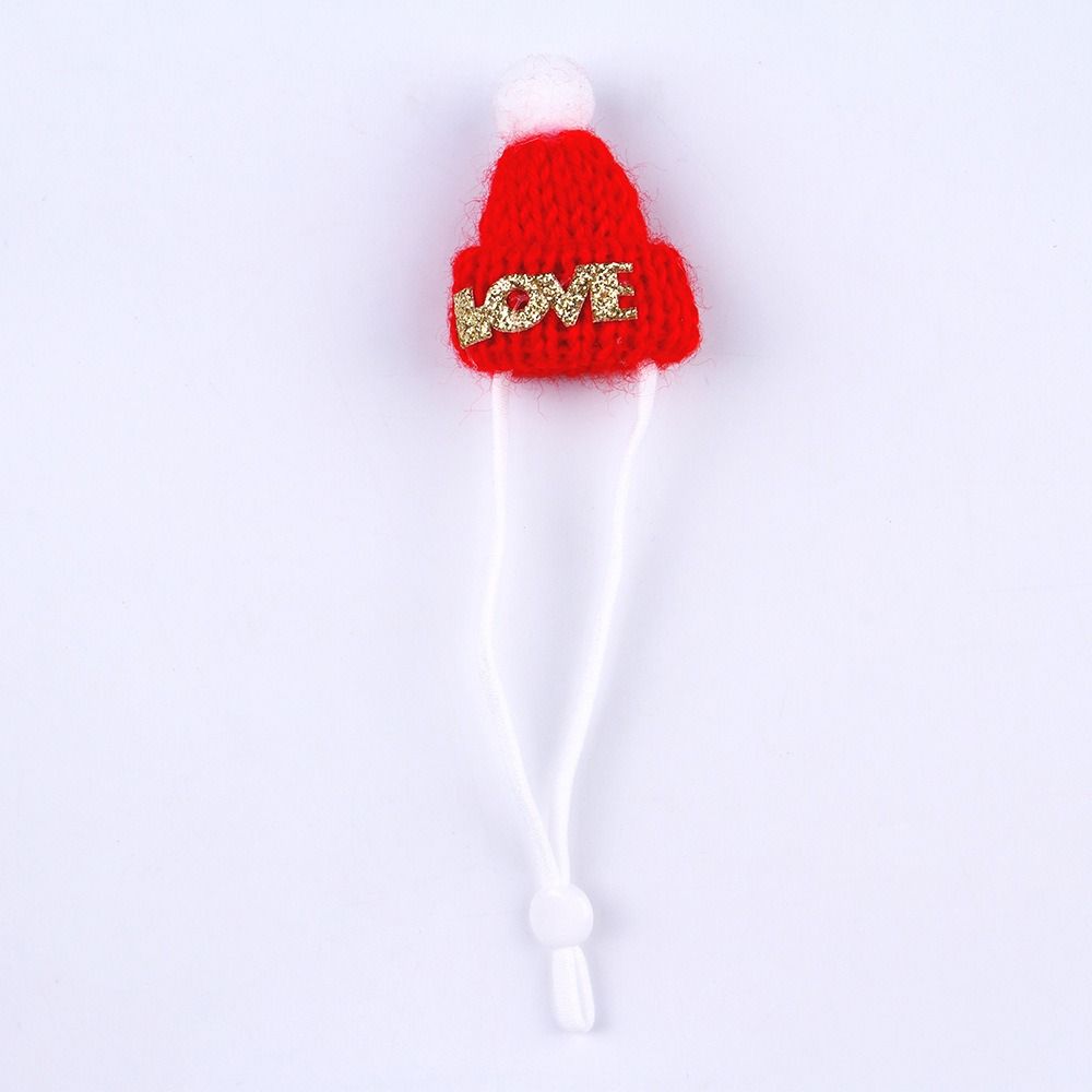 Knitted Hamster Christmas Hat Adjustable Pet Costume Headwear Cute Santa Beanie Festive Dress-Up