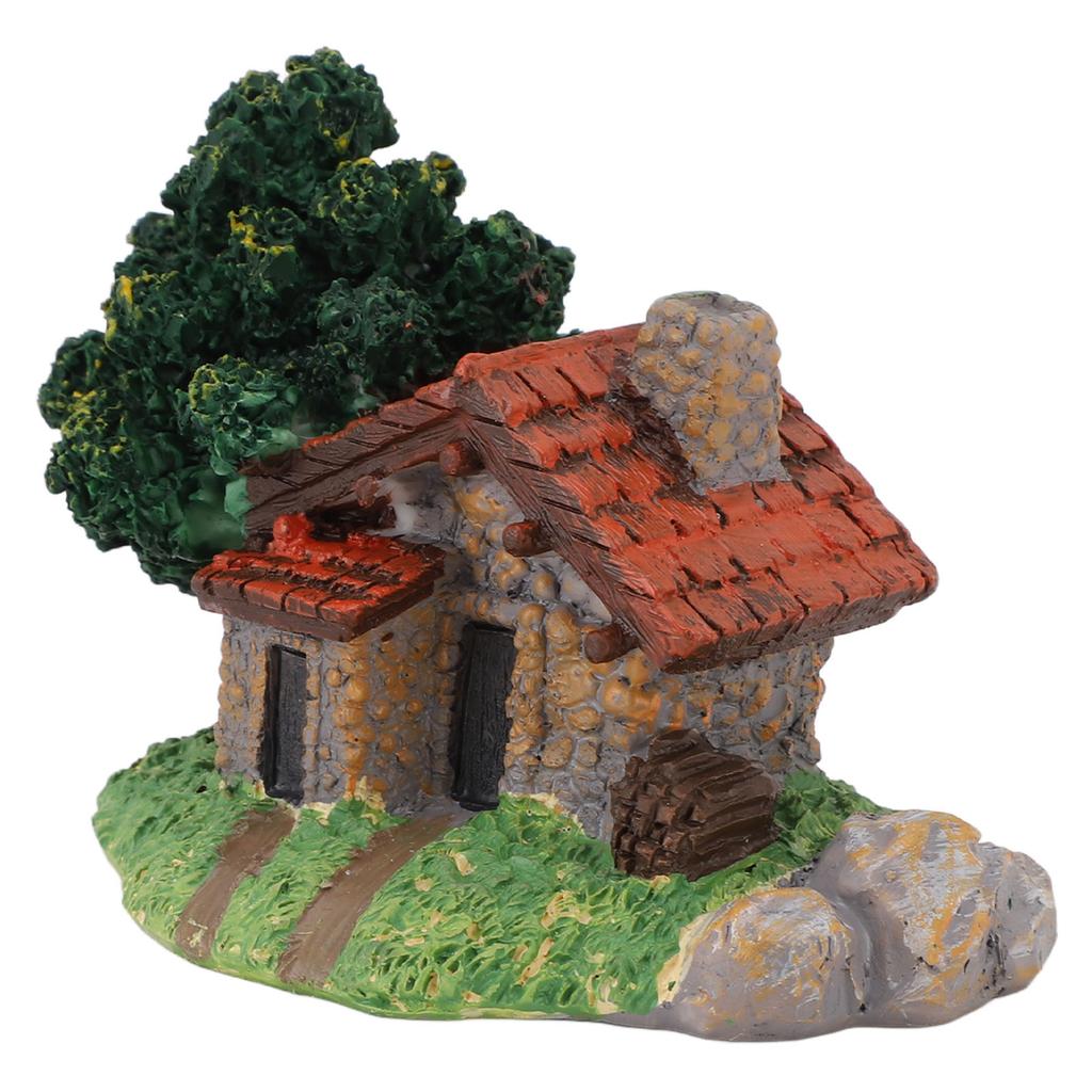 Landscape House Figurine Resin Village Hut Ornament Bonsai Decoration for Home Gardening
