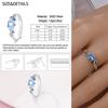 Retro 925 Sterling copper Sapphire Heart&Crown&Star Palace Pattern Ring Romantic Zircon Accessories