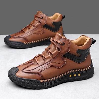 Fashion Retro Style Men's Ankle Boots Fashion Comfortable Leather Botas Classic Outdoor Motorcycle Boots Non-Slip Male Treking Footwear