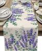 Eucalyptus Leaves Purple Lavender Flowers Linen Table Runners Party Decor Kitchen Dining Table Runners Wedding Decorations