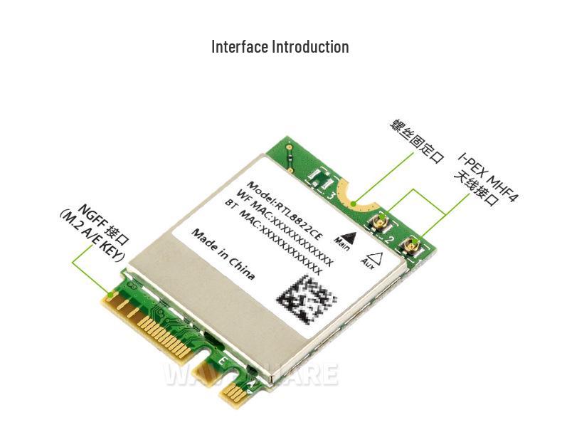 RTL8822CE Dual-Band WiFi5 Network Card with High Speed, Low Latency, Low Power, and Bluetooth 5.0