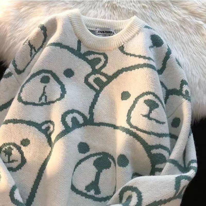 Men's and Women's Autumn and Winter Loose Knitted Bear Sweater