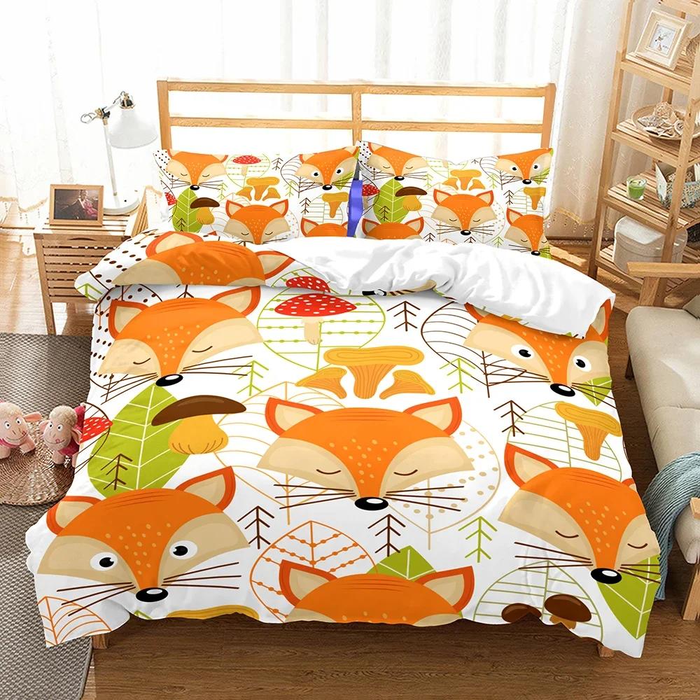 

Lovely Buterfly Festival Glases Fox Comfortable Quilt Cover Set Bedrom Beding Enginering Vehicle Soft Duvet Cover Set for Kid Ten Boy Girl 100*200cm Single