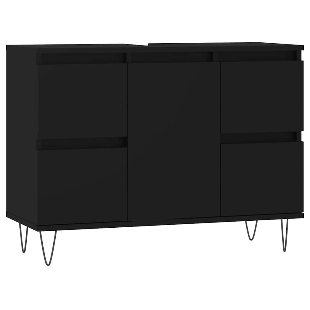Bathroom Cabinet Black 80x33x60 Cm Particleboard