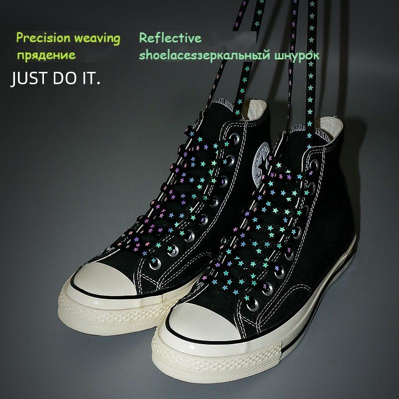 1Pair 3M Reflective Shoelaces AF1 Sneakers Shoe Laces Vibrant Colorful Reflective Shoelace Flat Luminous Laces Shoes Accessories