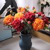 Artificial Flowers Bendable Stems Adjustable Luxury Peony Bouquet Realistic Silk Petals Home Decor for Living Room Dining Table Centerpiece