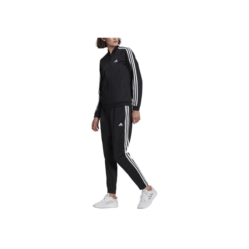 Adidas Solid Logo Stripe Print Two-Piece Set Women Sets Black GM5534