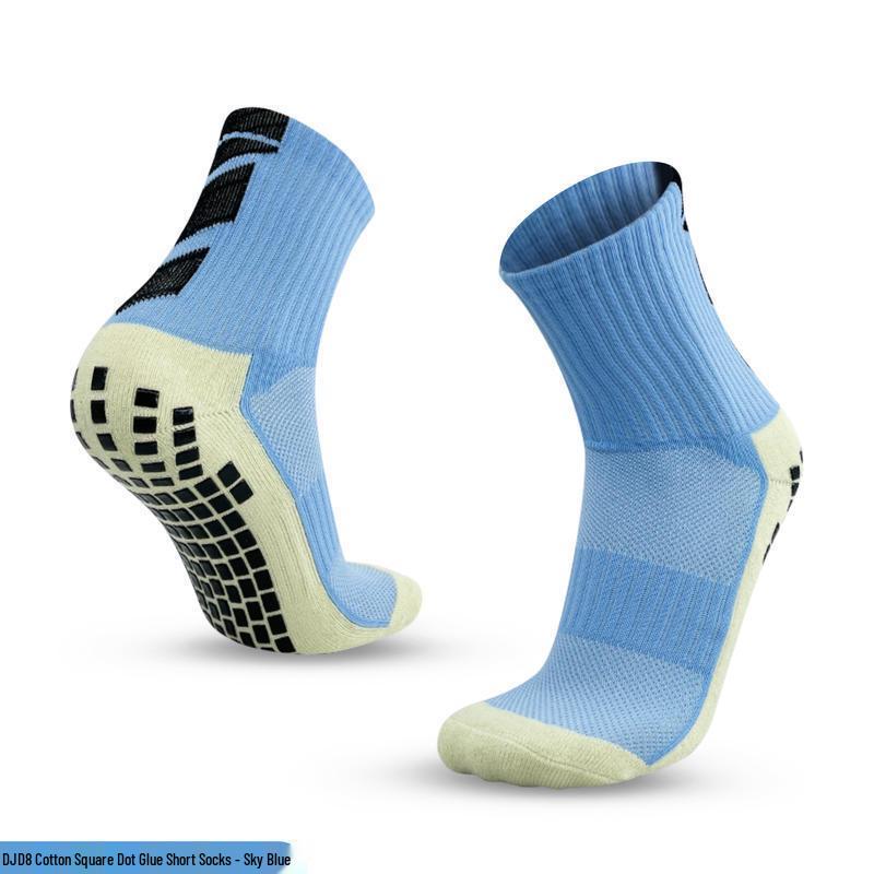 

Unisex Non-Slip Mid-Calf Football Socks - Yellow with Square Dot Grip One Size небесно-голубой