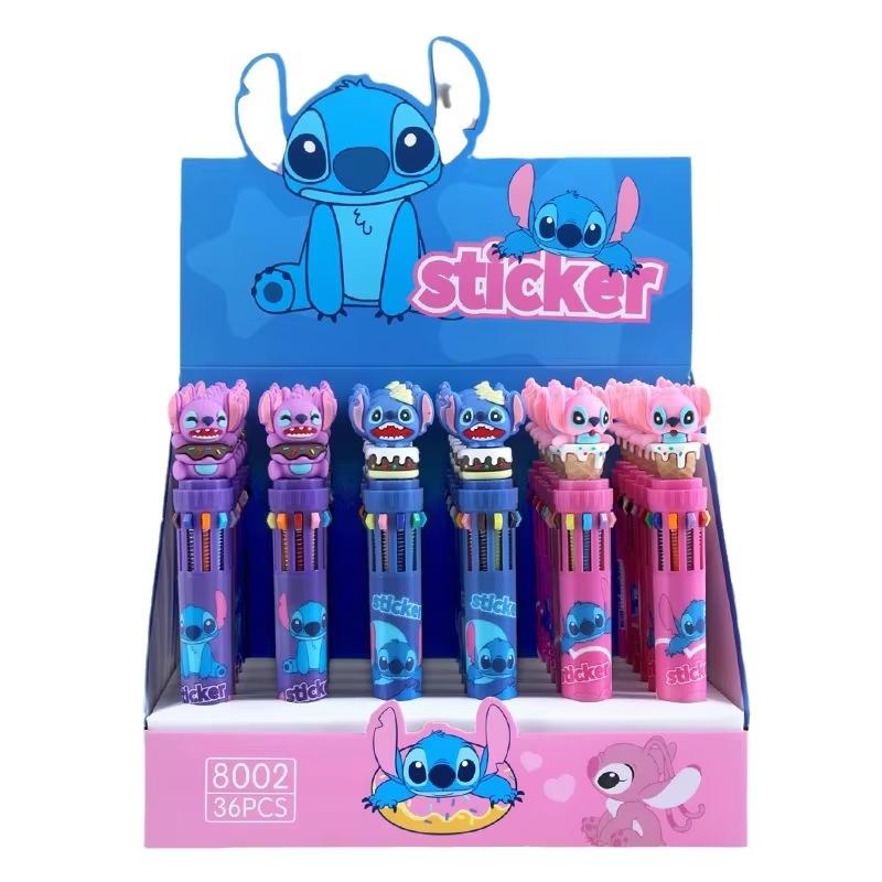MINISO Stitch 1/6 adet Tükenmez Kalem Çizgi Film 10 Renkli İşaretleyici 0.7 Çocuklar Graffiti Çok Renkli El Kalemi Öğrenciler Öğrenim Kırtasiye