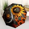 "Yin-Yang Sunflower Moon Nature Art Print"Umbrella, Portable 3-Fold Compact Umbrella for Men & Women ES37