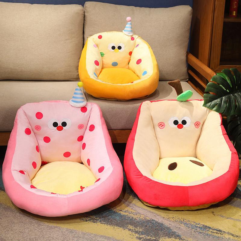 Plush Cartoon Lazy Sofa Seat Cushion With Apple Shaped And Polka Dot Design