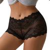 Women's Plus Size Sheer Underwear Invisible Seamless Hipster Lace Boyshorts Panties Sexy High Waisted