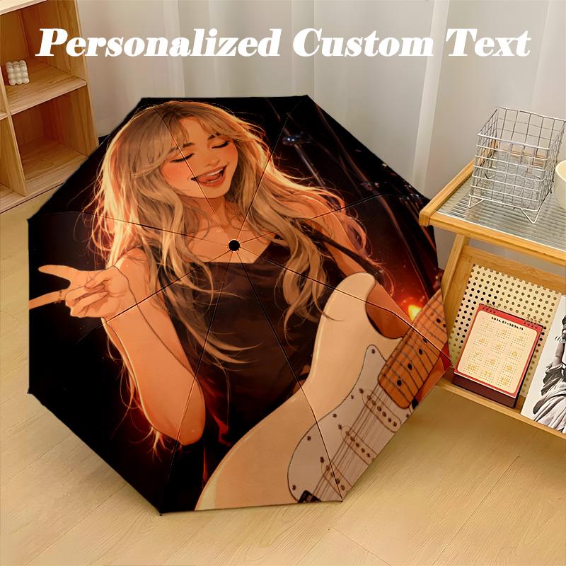 Portable Auto Folding Umbrella,Sabrina Carpenter 8 Rib Waterproof Umbrella For Camping Commute