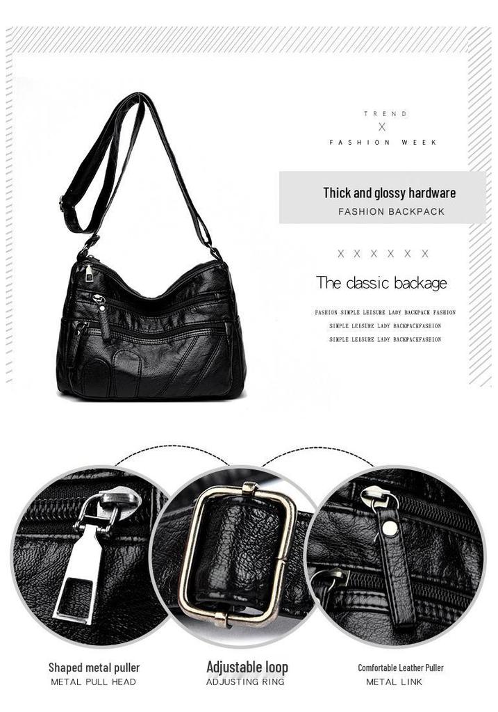 Retro Soft Leather Women's Crossbody Bag - Fashionable, Versatile, Casual Single-Shoulder Bag